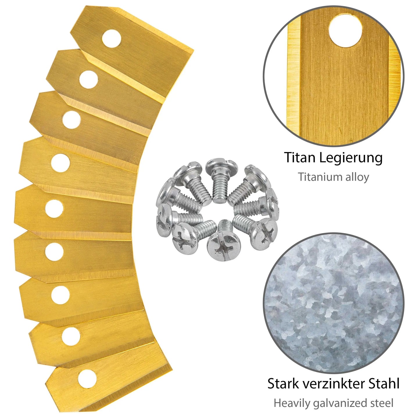 9 Titan Ersatzmesser / Ersatzklingen (0,75mm) für Husqvarna Automower, Gardena Sileno, Segway Navimow Mähroboter Mein Shop