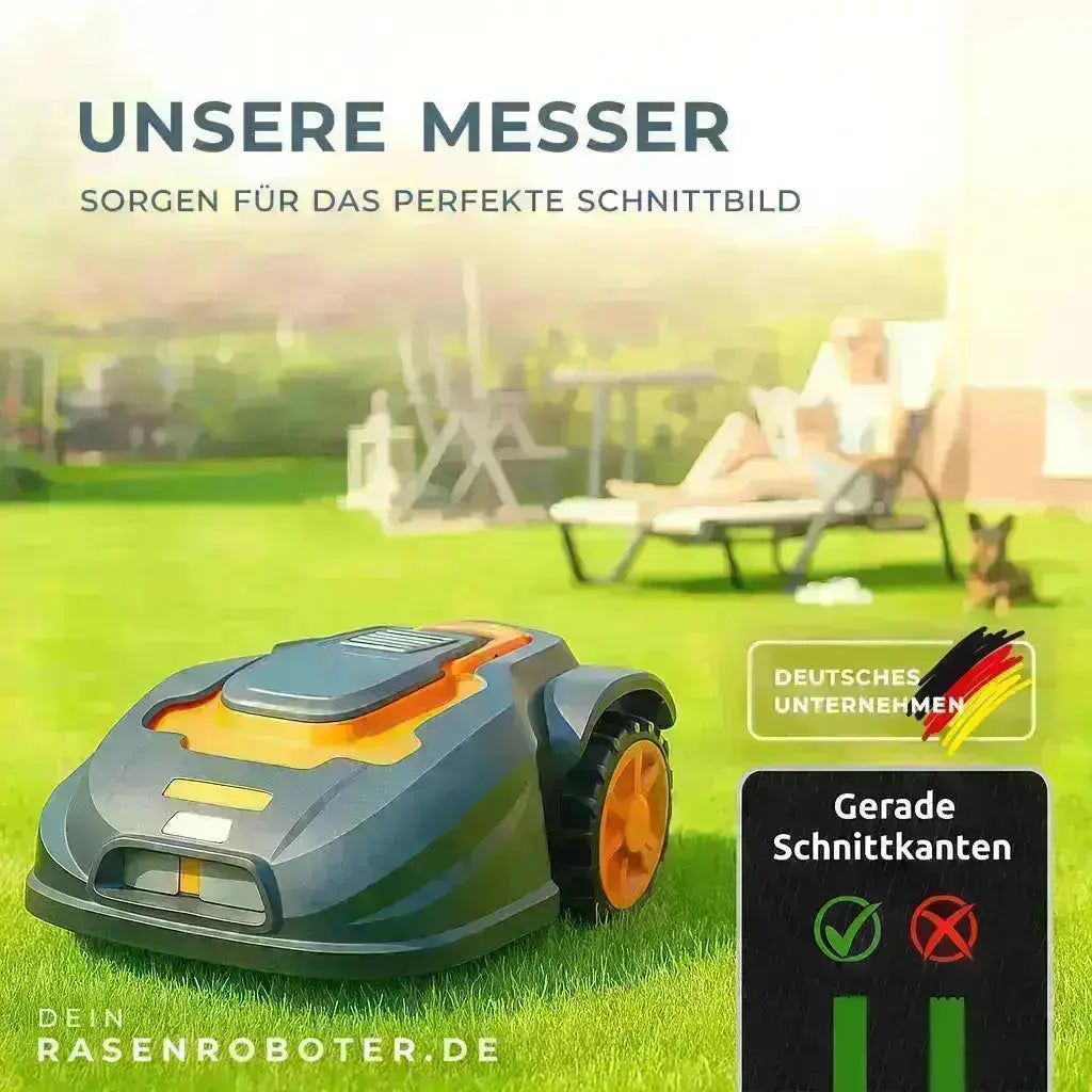 Montierte Titan-Ersatzklinge am Gardena R40Li Mähroboter. Gut sichtbar: sichere Schraubverbindung und perfekte Passform.