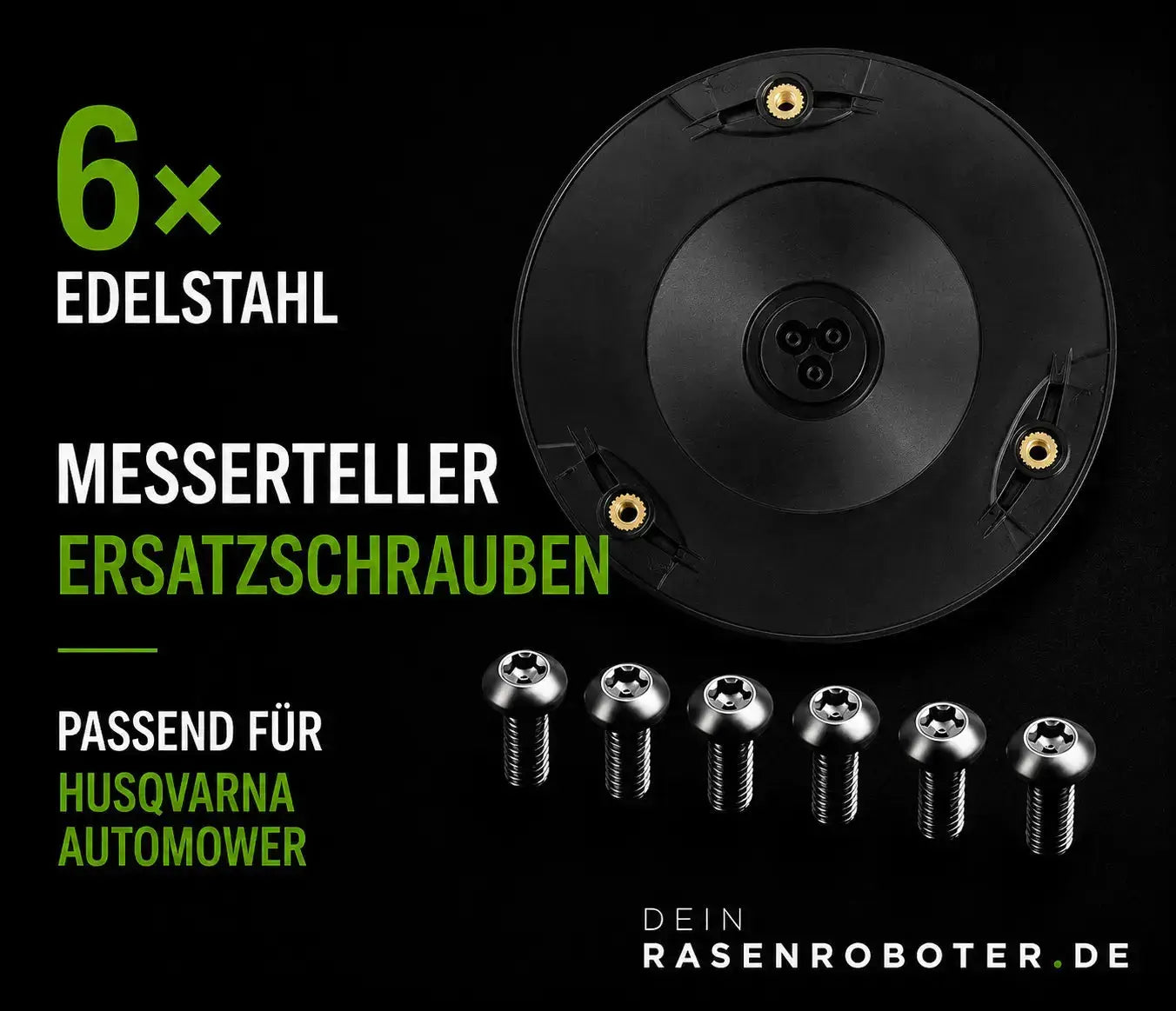 Montage des Messertellers an einem Husqvarna Automower Mähroboter mit den kompatiblen Edelstahl Ersatzschrauben