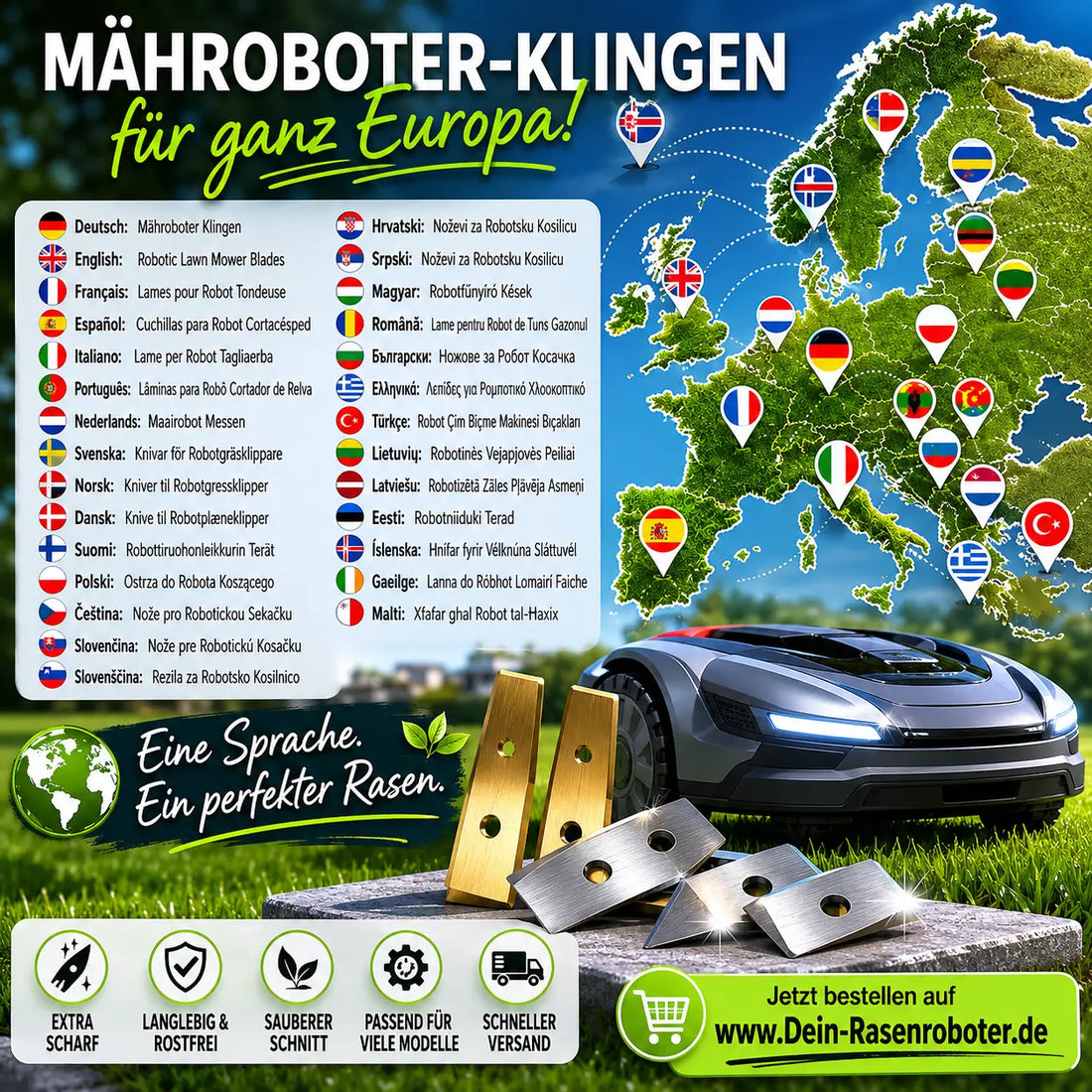 🌍 Mähroboter-Klingen für den perfekten Rasen – Scharfe Klingen für beste Ergebnisse Dein-Rasenroboter.de
