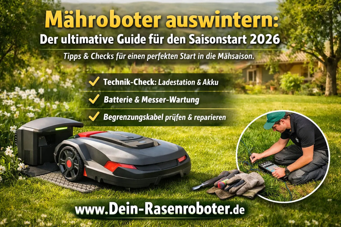 Fachmännische Reparatur eines defekten Mähroboter Begrenzungskabels im Garten