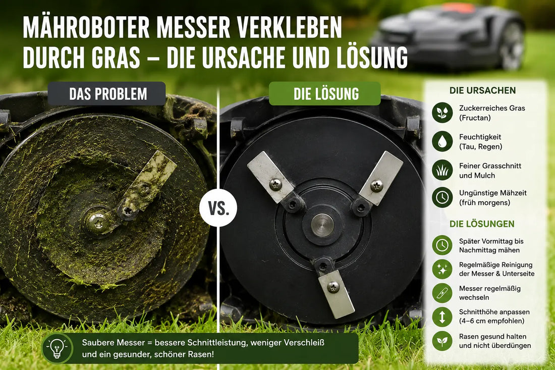 Mähroboter Messer verkleben durch Gras – Ursachen verstehen & effektiv lösen