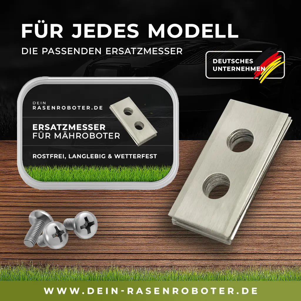 18er Vorratspack Edelstahl 2-Loch Ersatzmesser Silber für Ecovacs Goat O1200 RTK inklusive 18 Spezialschrauben