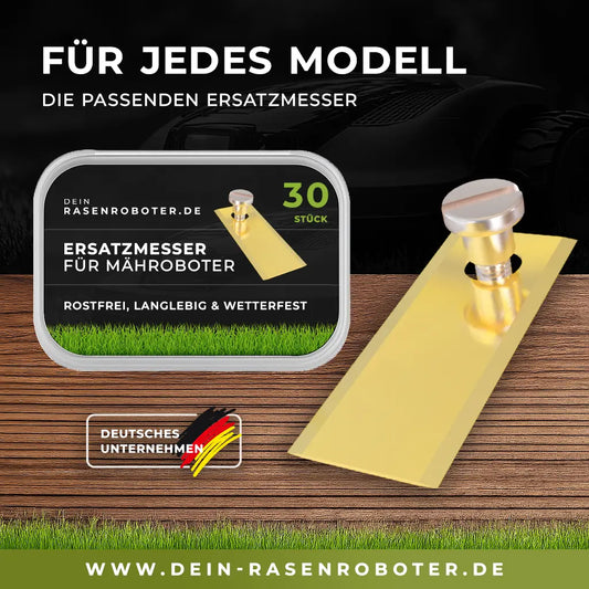 30 goldene Titan Ersatzmesser Set passend für Parcmow Mähroboter inklusive 30 Schrauben – Höchste Standzeit und Präzision