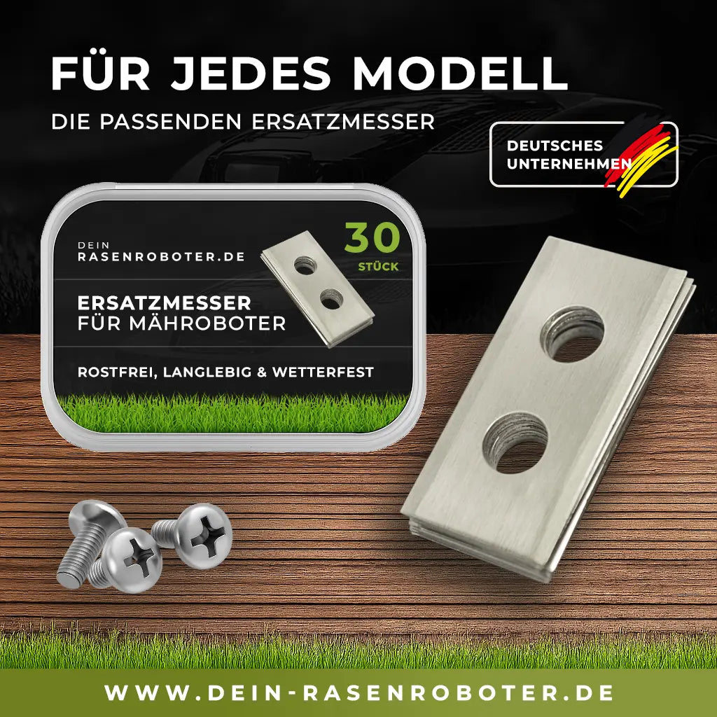 30er Set Premium Edelstahl Ersatzmesser Silber für Worx Landroid L2000 WR155E inkl. 30 Schrauben – Maximale Ausdauer für 2000m2