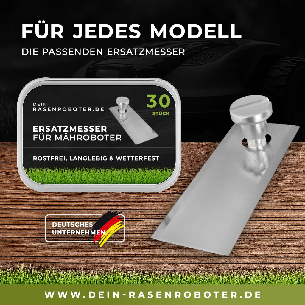 30er Set Premium Edelstahl Ersatzmesser für alle ECHO Robotics Modelle inklusive 30 Befestigungsschrauben – Versand aus Deutschland
