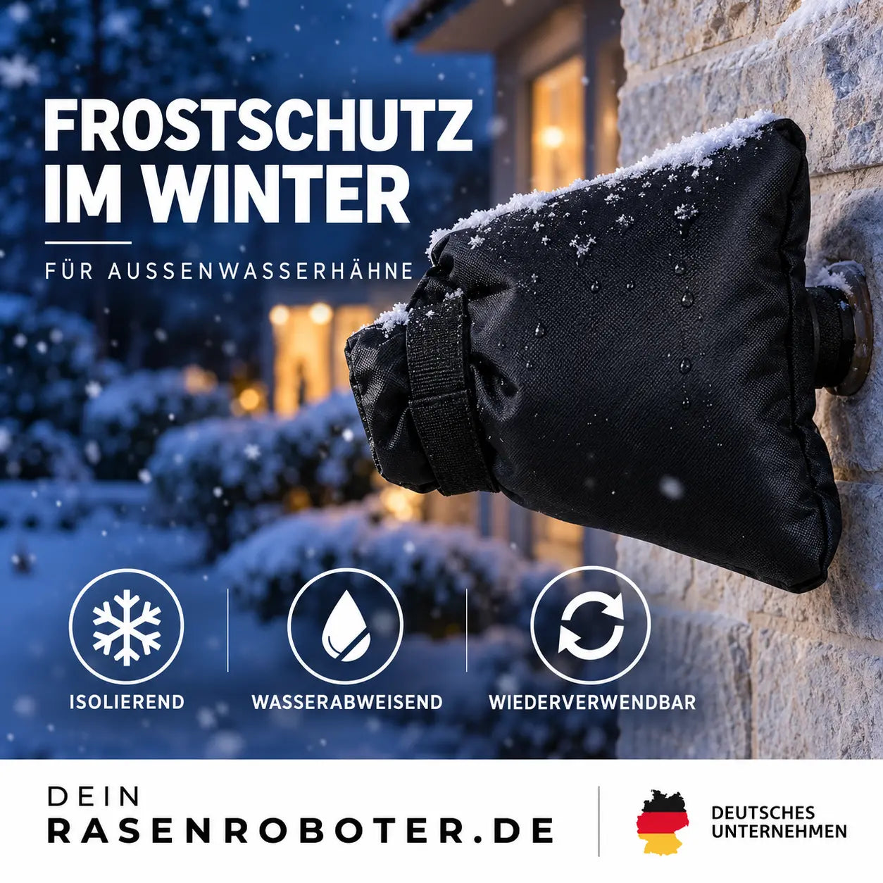 Außenwasserhahn komplett mit Frostschutz Abdeckung geschützt