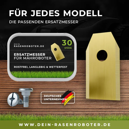 30er Set goldene Titan Ersatzmesser für HYgreen GOMOW 1500 mit 30 Schrauben.