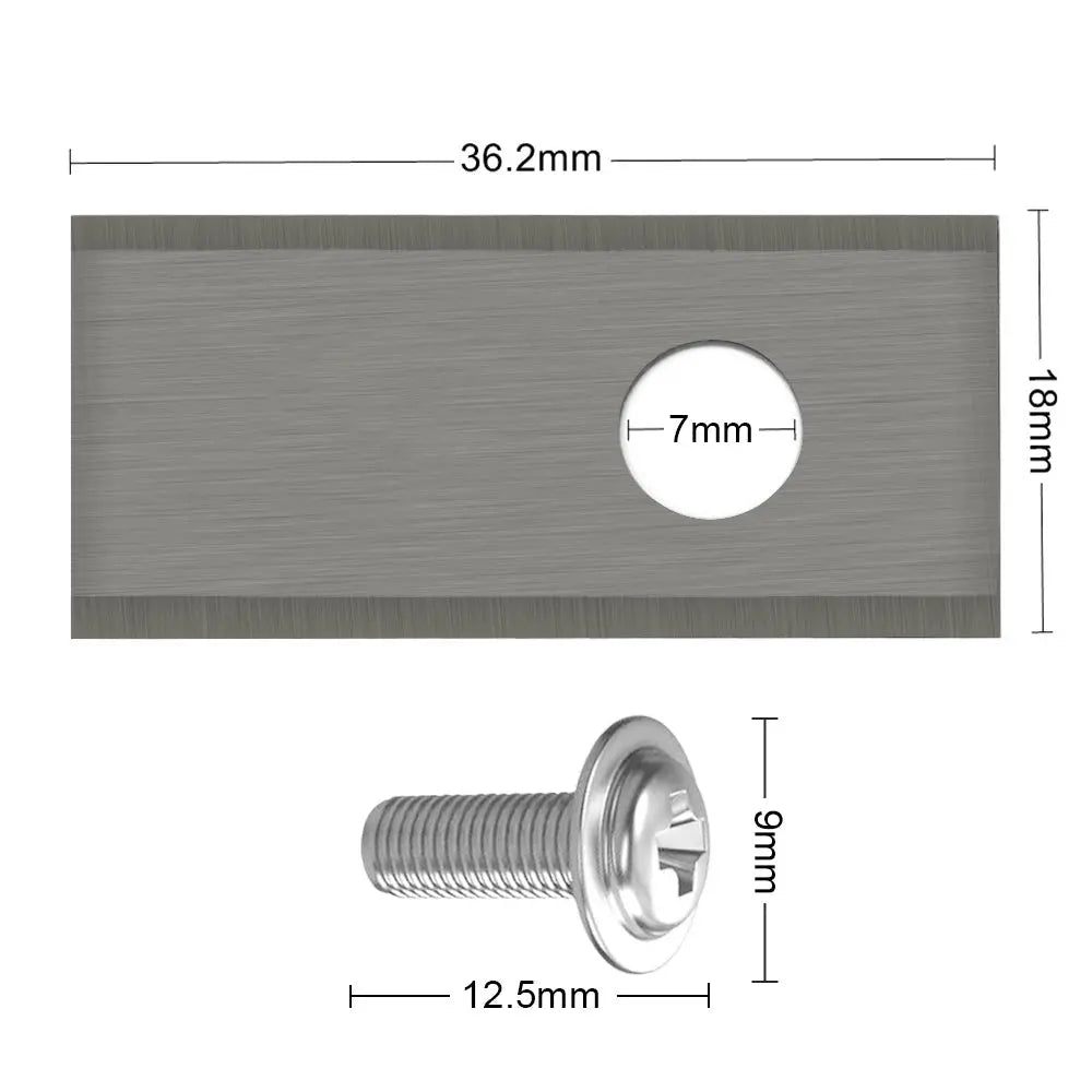 Detailansicht der ECOVACS GOAT O600 RTK Edelstahlklingen – 36,00mm x 18,00mm mit 7,00mm Bohrung