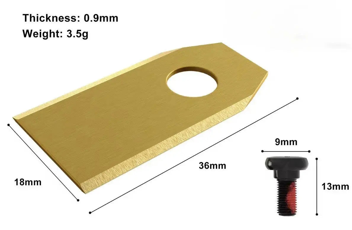 Detailansicht der gold-titanbeschichteten Klingen für Sunseeker X9 – 0,90mm Stärke und exakte 7,20mm Bohrung