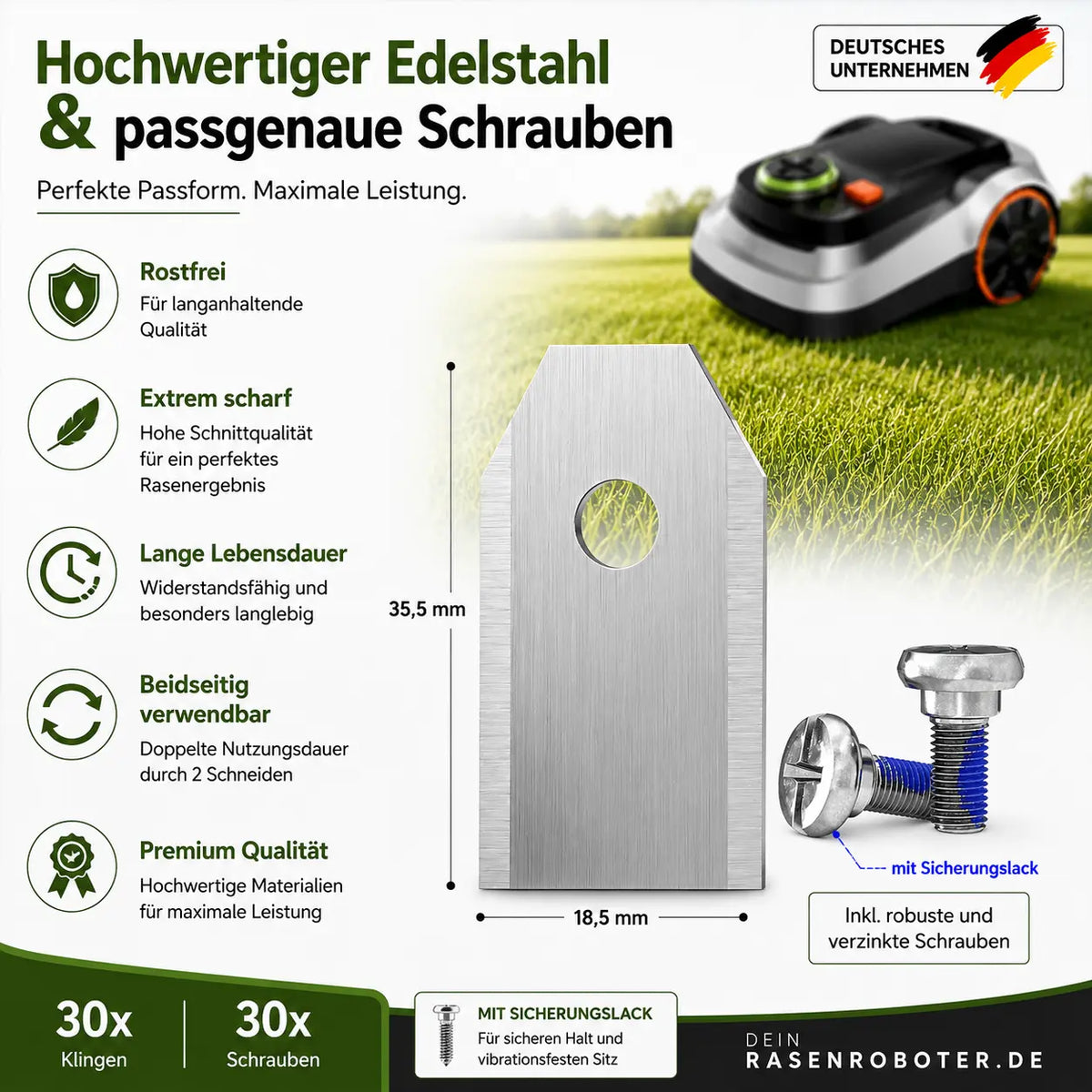 Edelstahl Ersatzklingen Segway Navimow X420E-AWD – 30 Stück 3