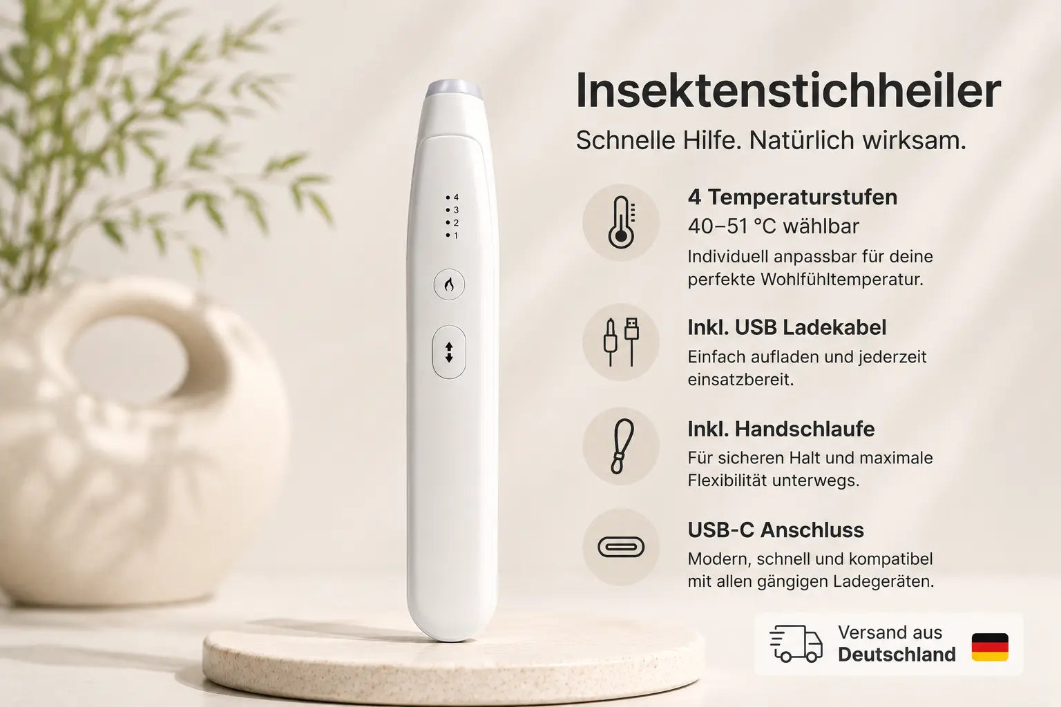 Elektronischer Insektenstichheiler Hitzestift Anti Juckreiz Stift Mückenstich Dein-Rasenroboter.de