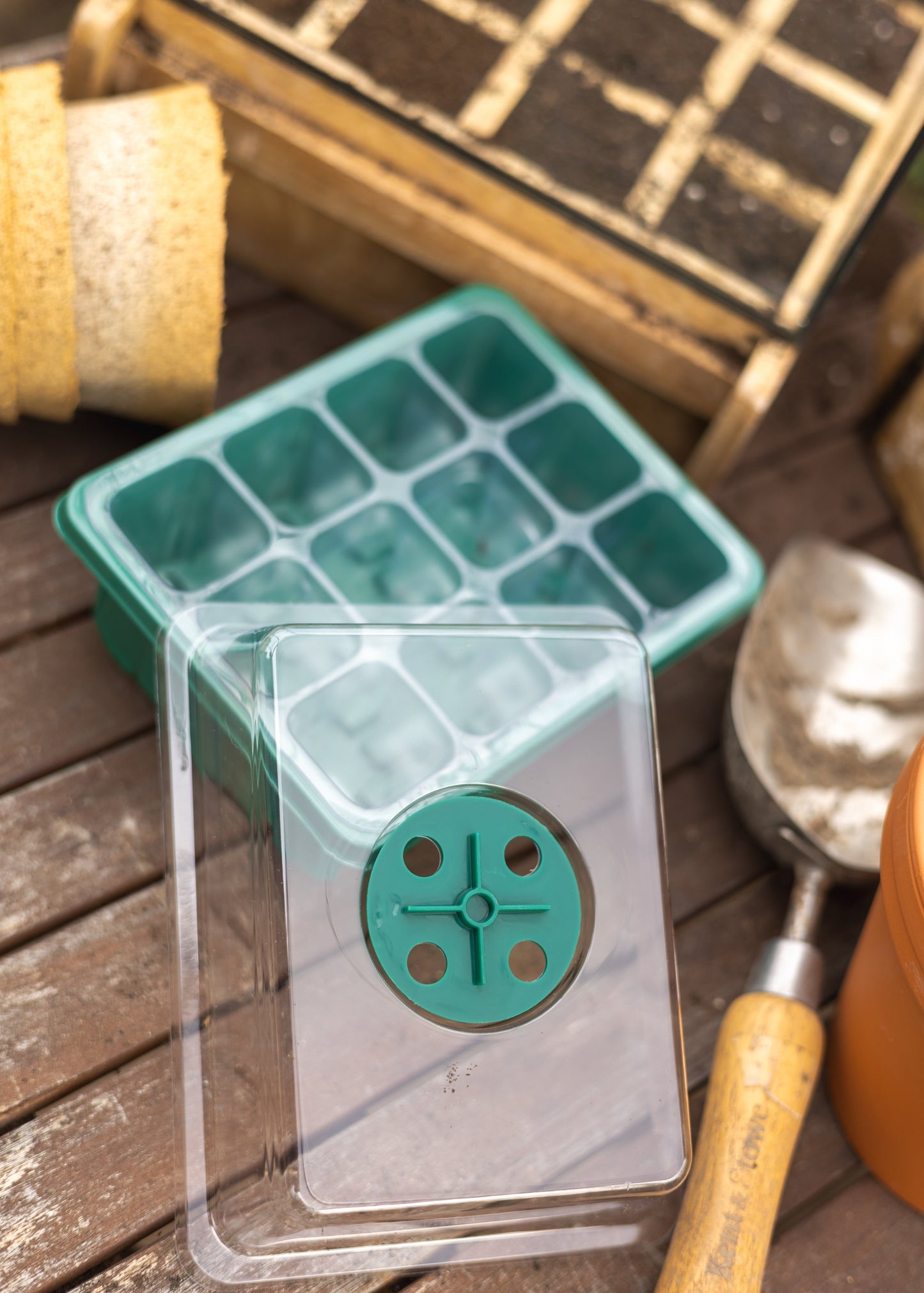 5-er Gewächshaus-Anzuchtsschalen-Set mit 12 Pflanzplätzen und Belüftung