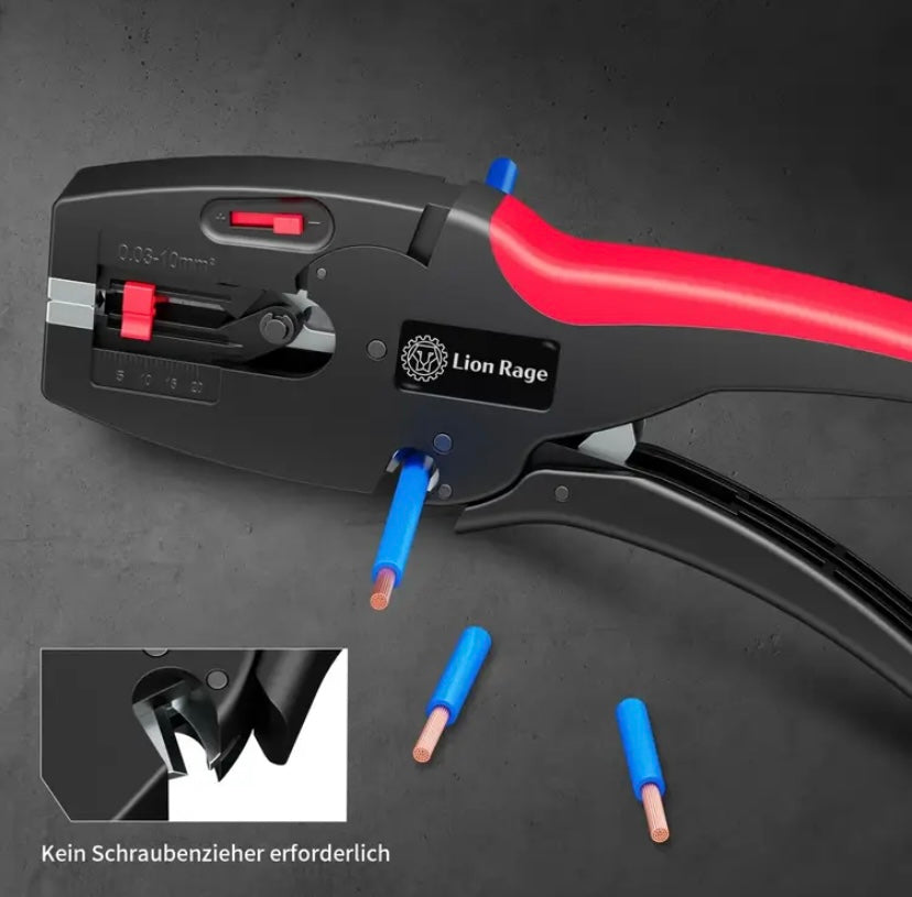Abisolieren von Rasenroboter Begrenzungskabel mit Lion Rage Abisolierzange