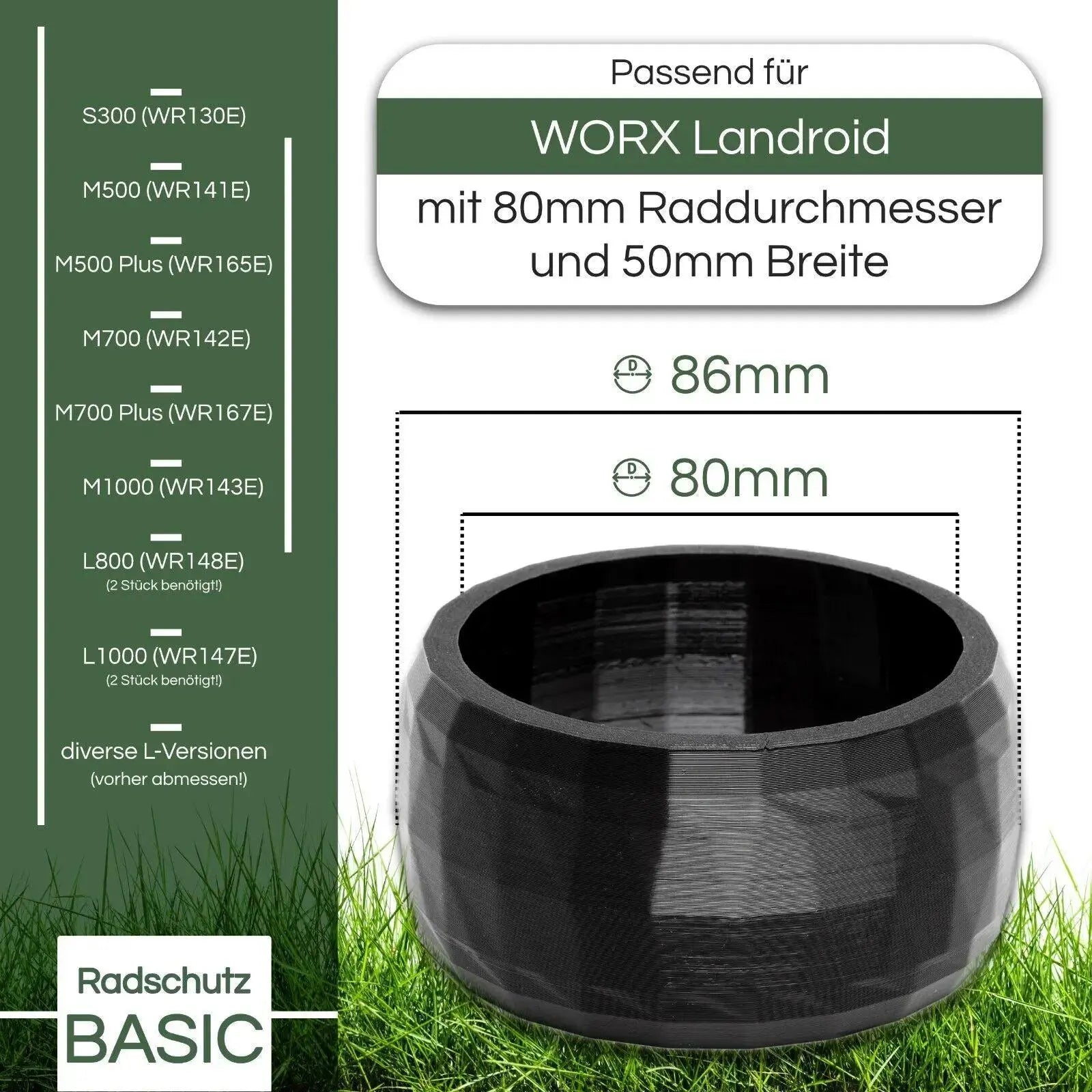 Radschutz für WORX ® Landroid Frontrad M500 M700 usw. Profil! Tuning! 6