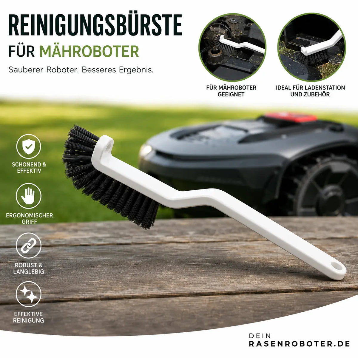 Universal Reinigungsbürste für Mähroboter und Rasenmäher 28,5 cm Gesamtlänge