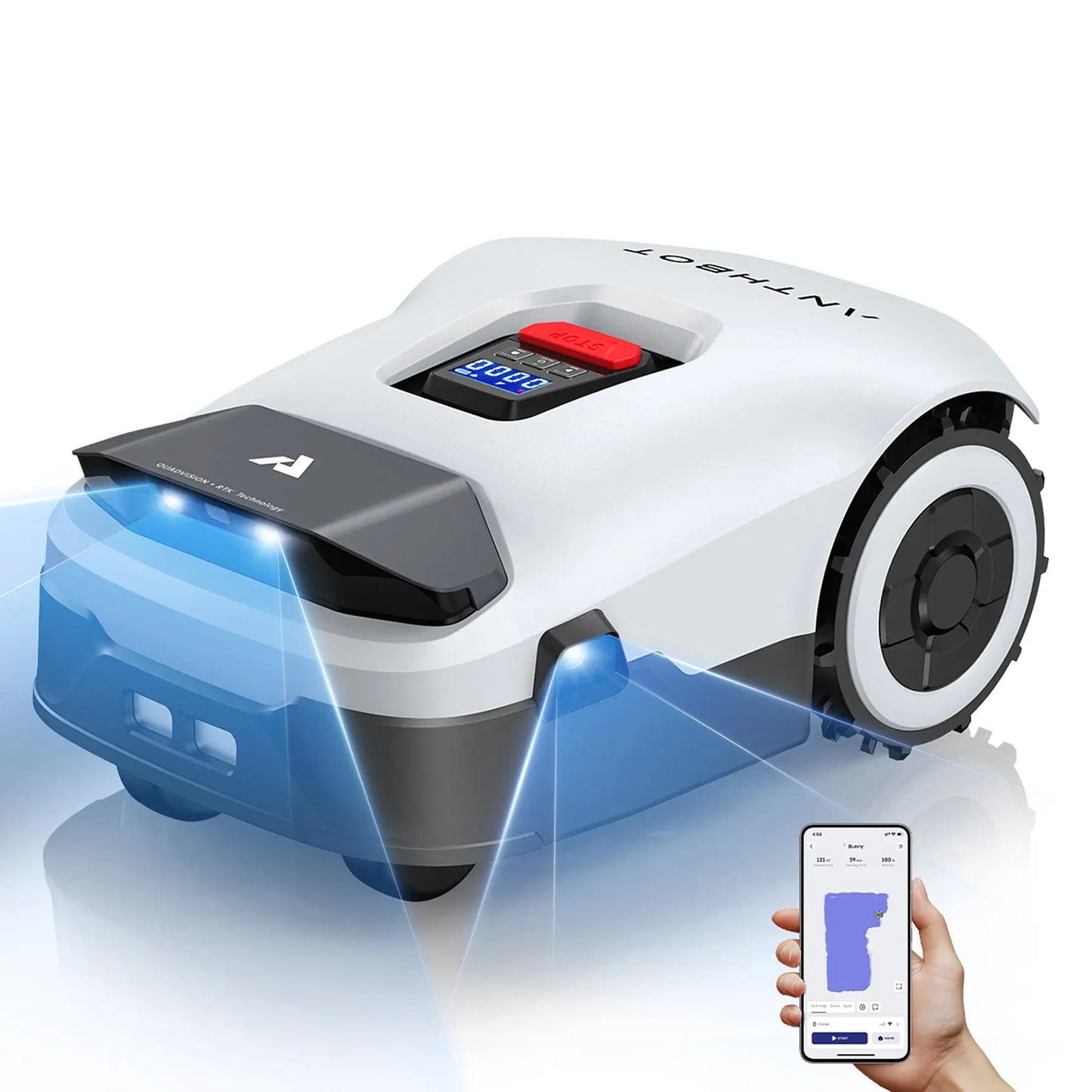 Anthbot Genie 800 drahtloser Mähroboter mit RTK-Navigation und 4-Kamera-System für Flächen bis 1500 m²