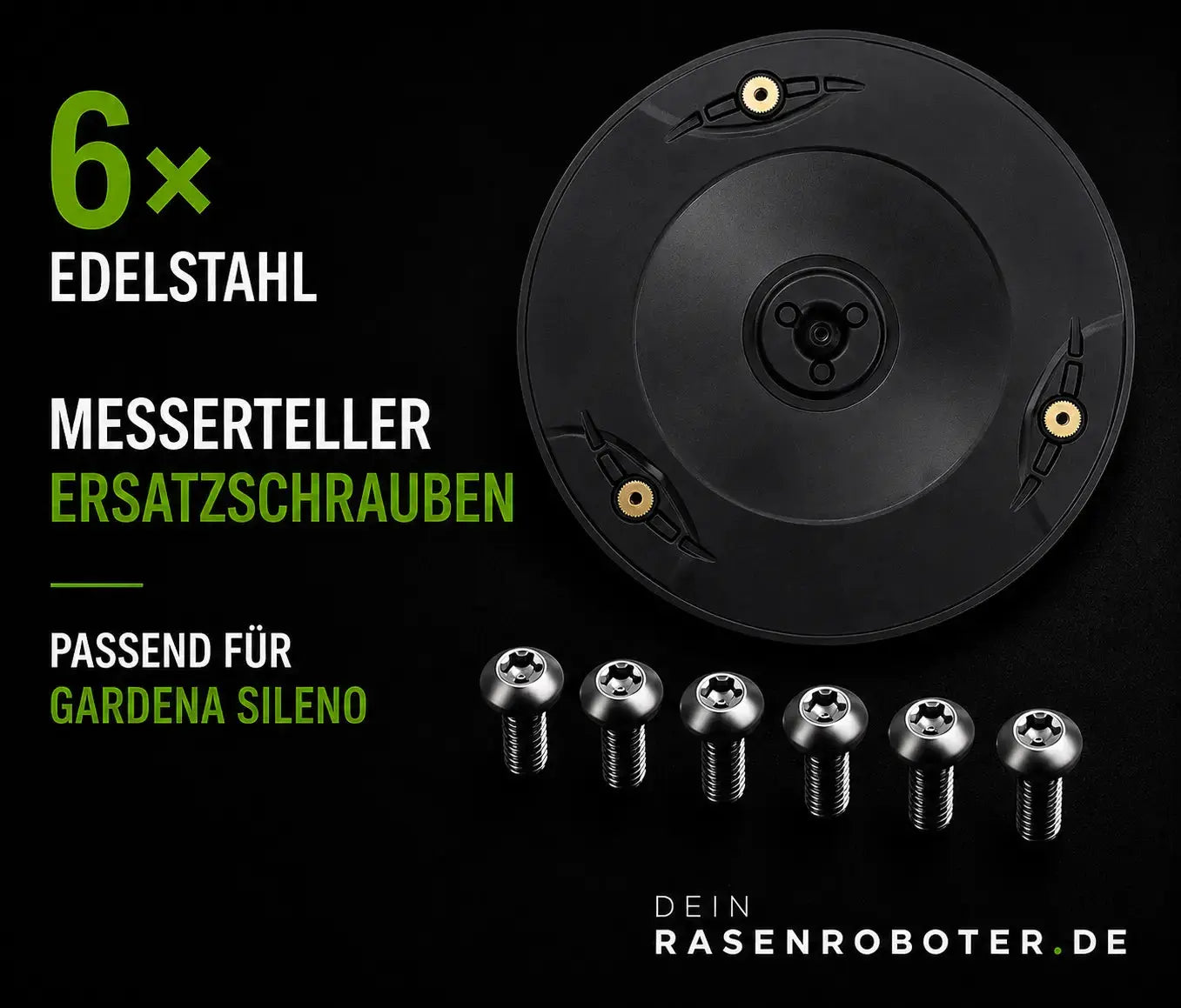 Montage des Messertellers an einem Gardena SILENO Mähroboter mit den kompatiblen Edelstahl Ersatzschrauben