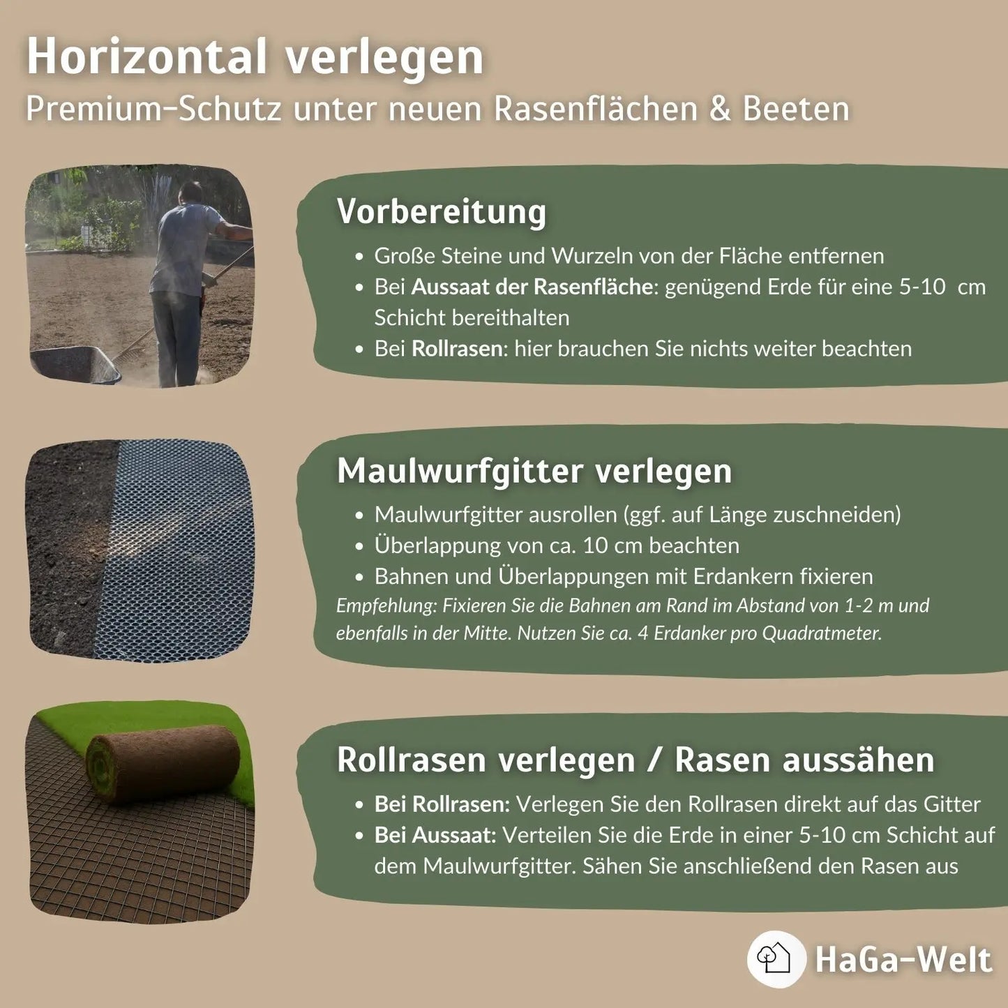 Premium Maulwurfgitter – tierfreundlicher Schutz vor Maulwürfen HaGa-Welt