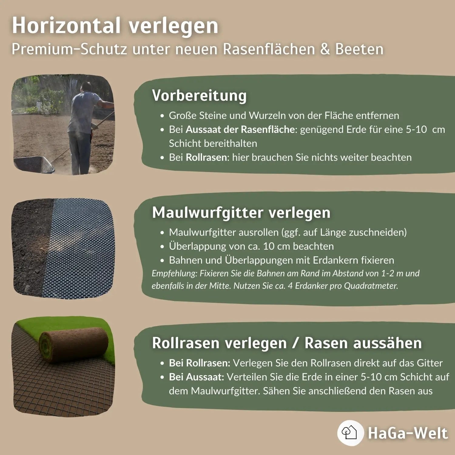 Premium Maulwurfgitter – tierfreundlicher Schutz vor Maulwürfen HaGa-Welt