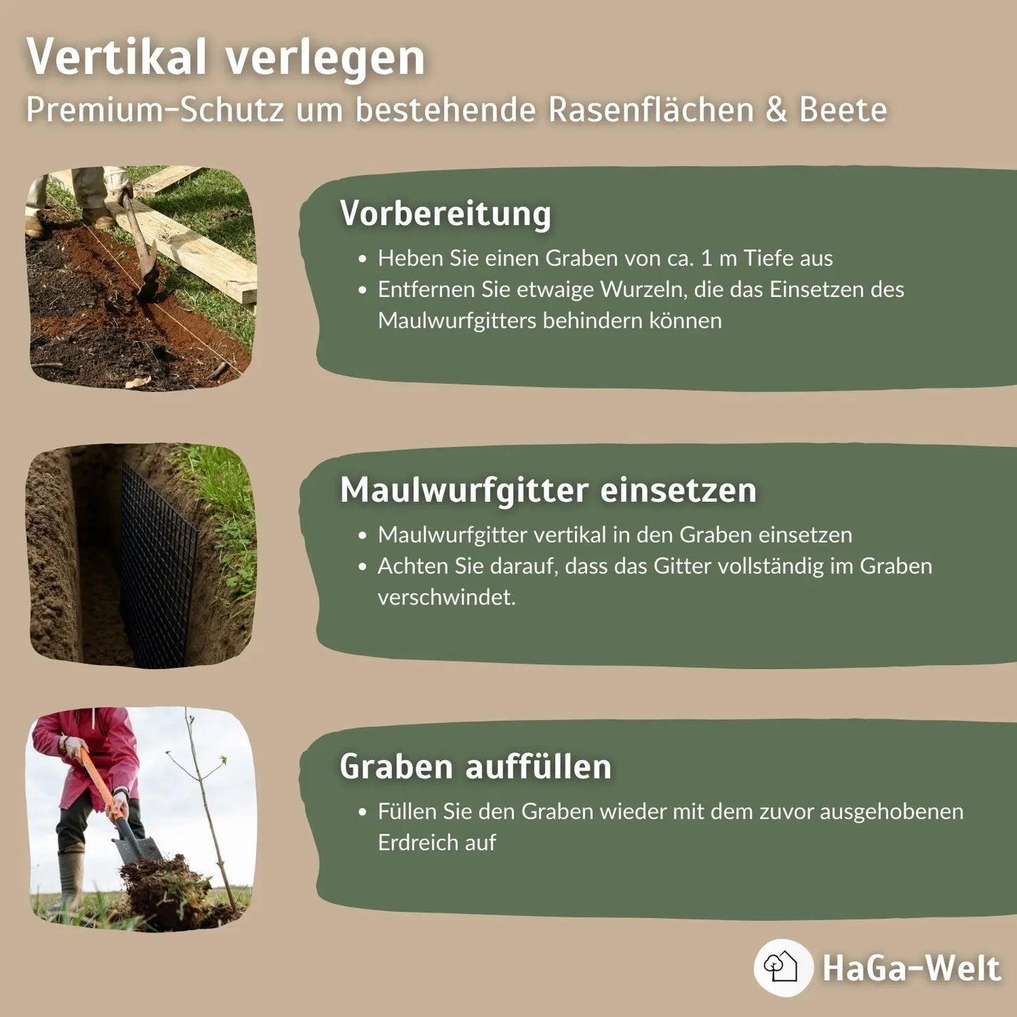 Premium Maulwurfgitter – tierfreundlicher Schutz vor Maulwürfen HaGa-Welt