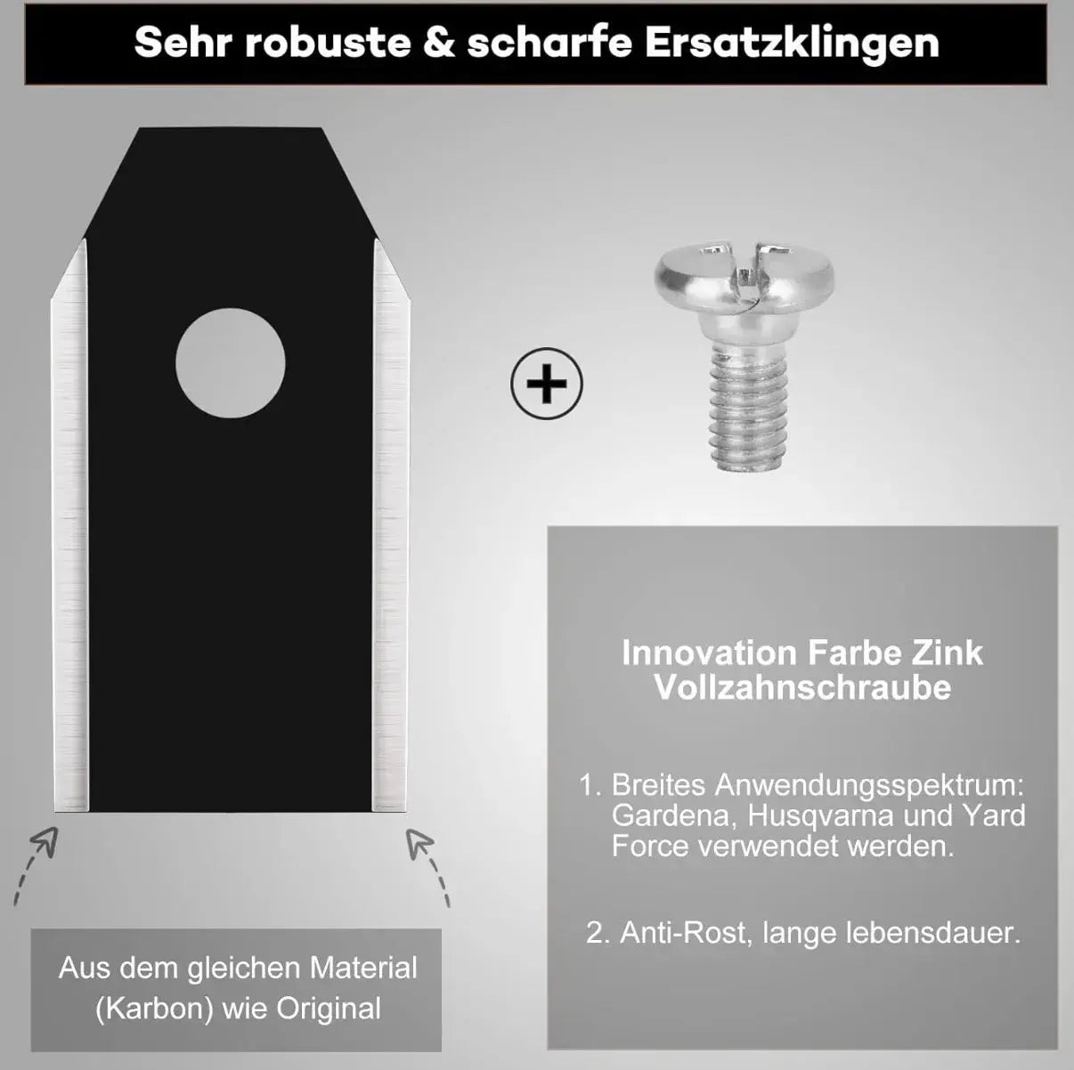 Montage einer Carbon-Ersatzklinge am Messerteller eines Husqvarna Automower Mähroboters.