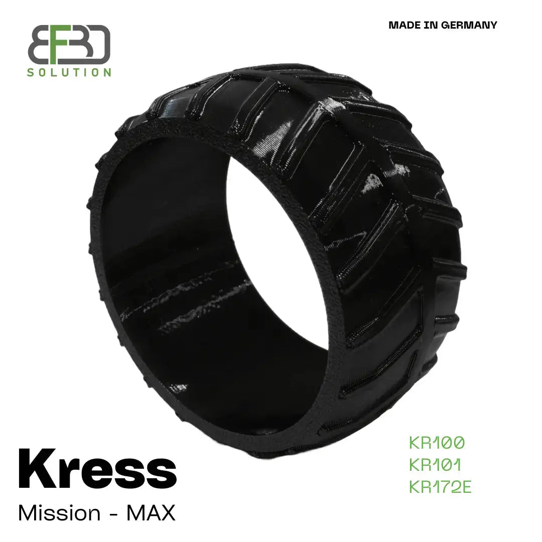 Flexibler Radschutz MAX Modell A für 80mm Fronträder der Kress Mähroboter Mission KR100, KR101 und KR172E in Schwarz