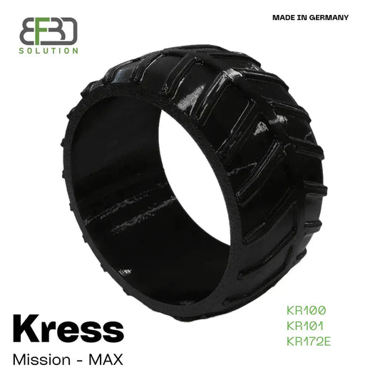 Flexibler Radschutz MAX Modell A für 80mm Fronträder der Kress Mähroboter Mission KR100, KR101 und KR172E in Schwarz