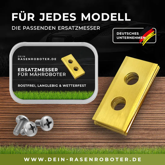 18er Set Titan-Nitrid 2-Loch Ersatzmesser Gold für die gesamte ECOVACS GOAT Serie inklusive 18 gold-eloxierter Spezialschrauben